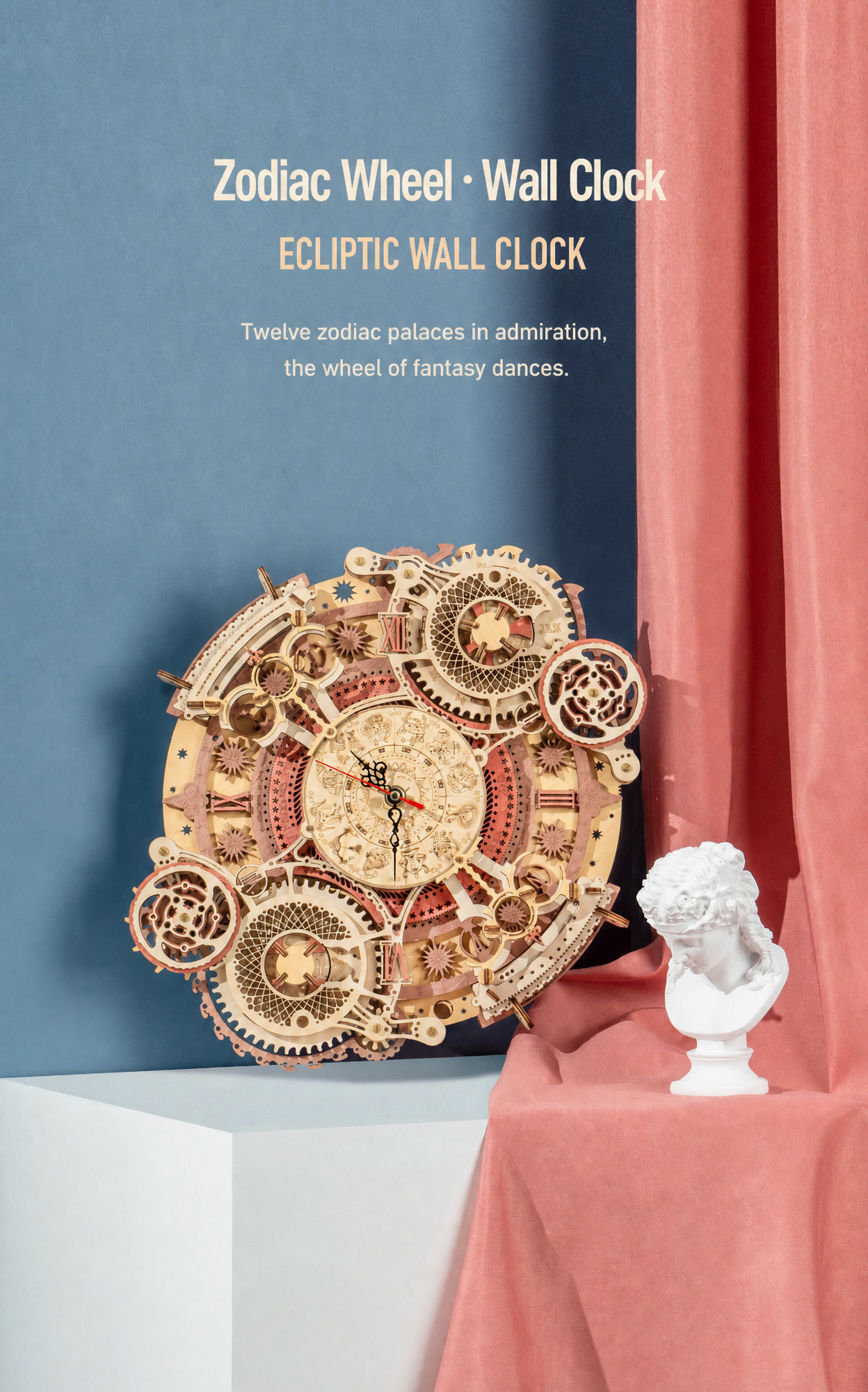 ROKR Zodiac Wall Clock | Mechanical 3D Wooden Puzzle
