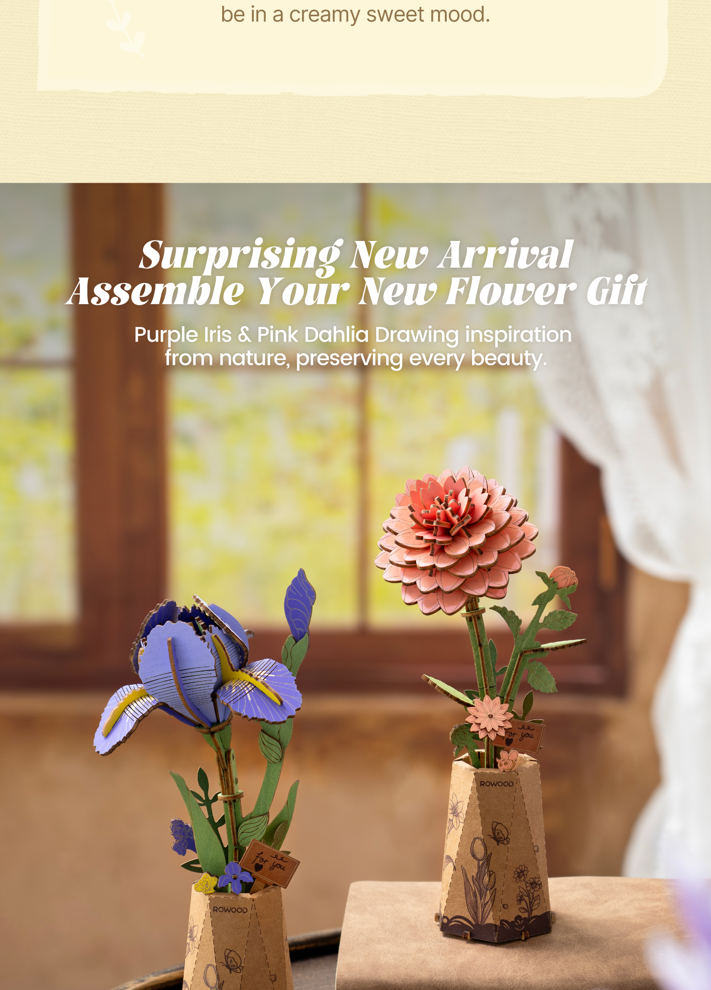 Rwood Purple Iris TW121 - DIY Flower Wooden 3D Puzzle