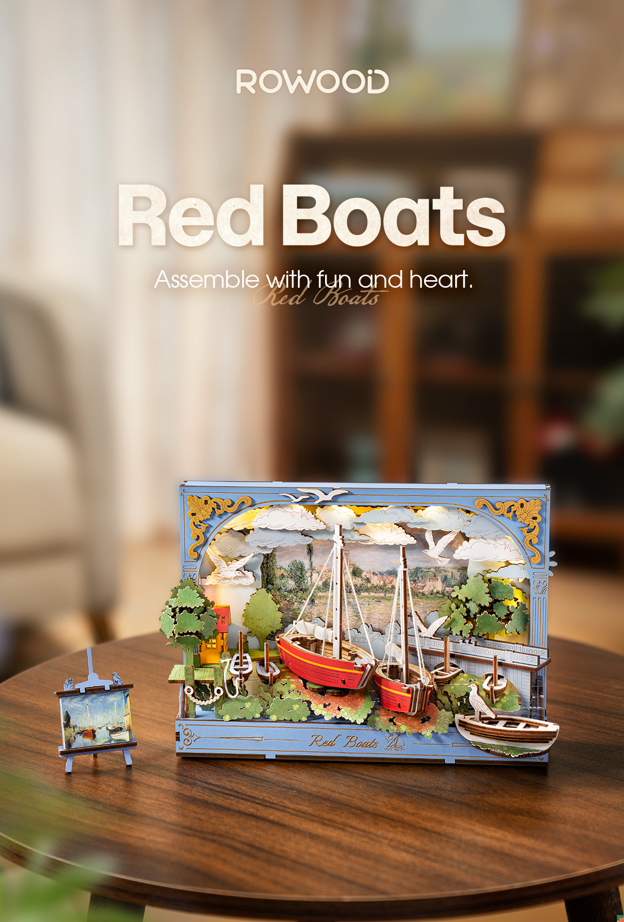 Rowood Red Boats TH004 - Wooden 3D Art Puzzle