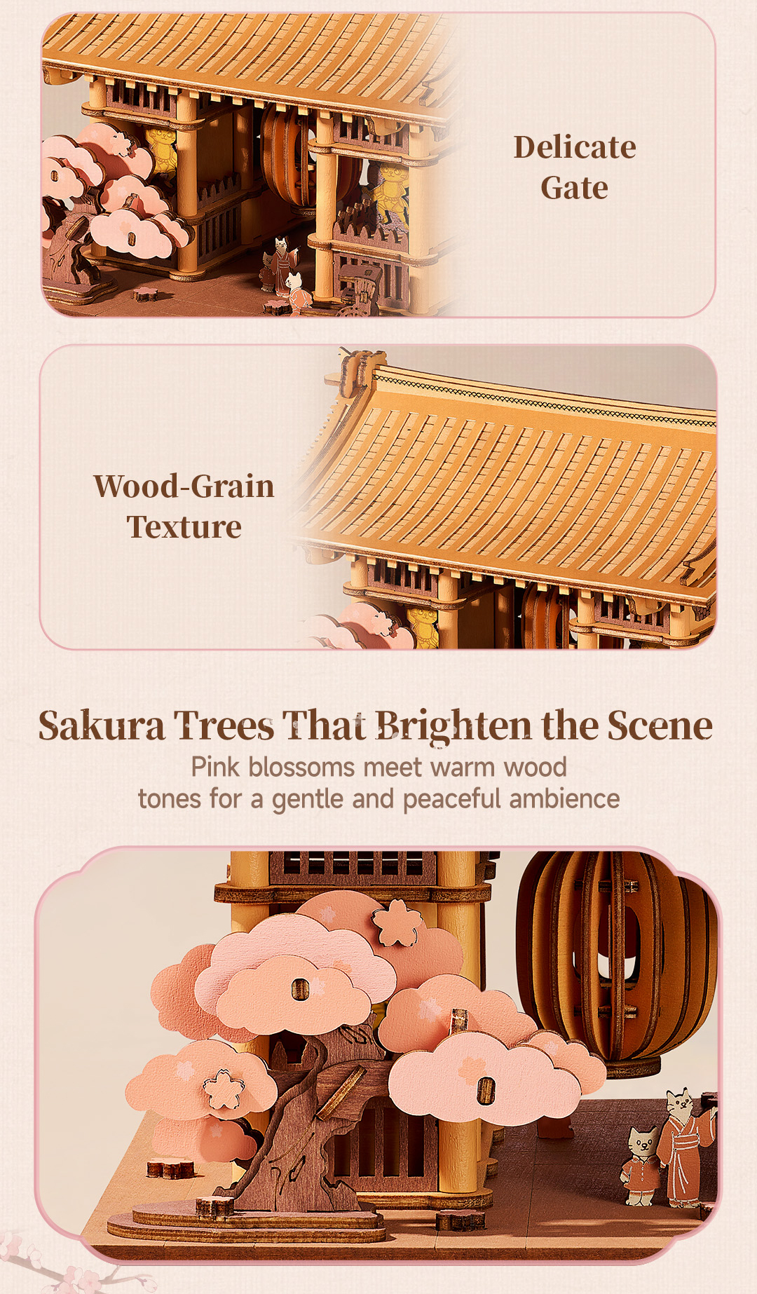 Sakura Retreat TGA08 finished model and product detail panel for SKU TGA08