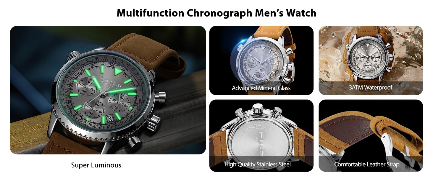 Men's Sports Watches Military Waterproof Multifunction Chronograph