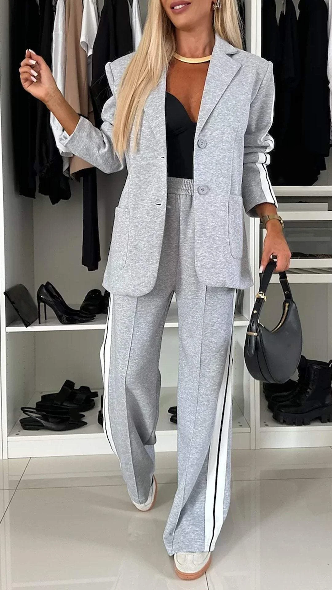 Women's Formal Lapel Long Sleeve Casual Two Piece Suit