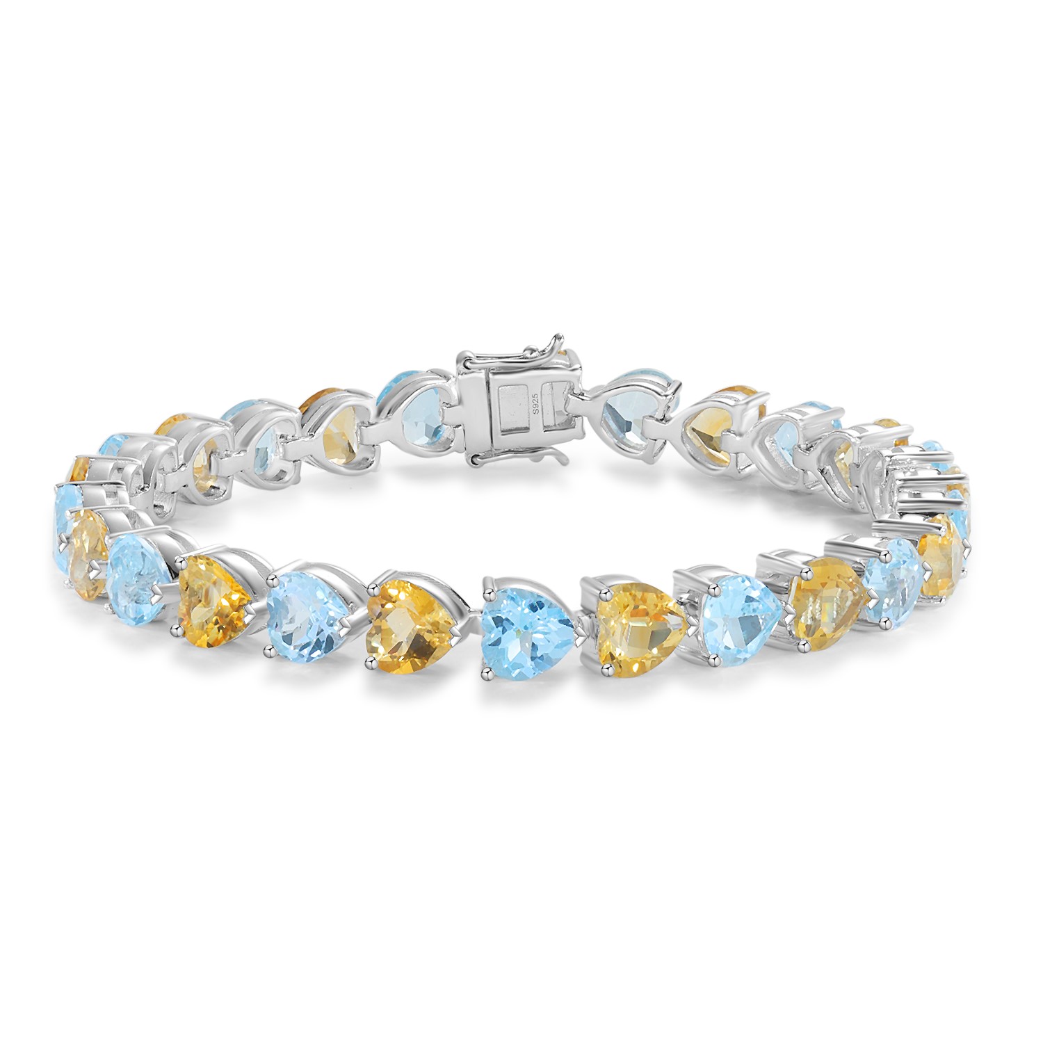Natural Heart Shaped Topaz and Citrine Bracelet