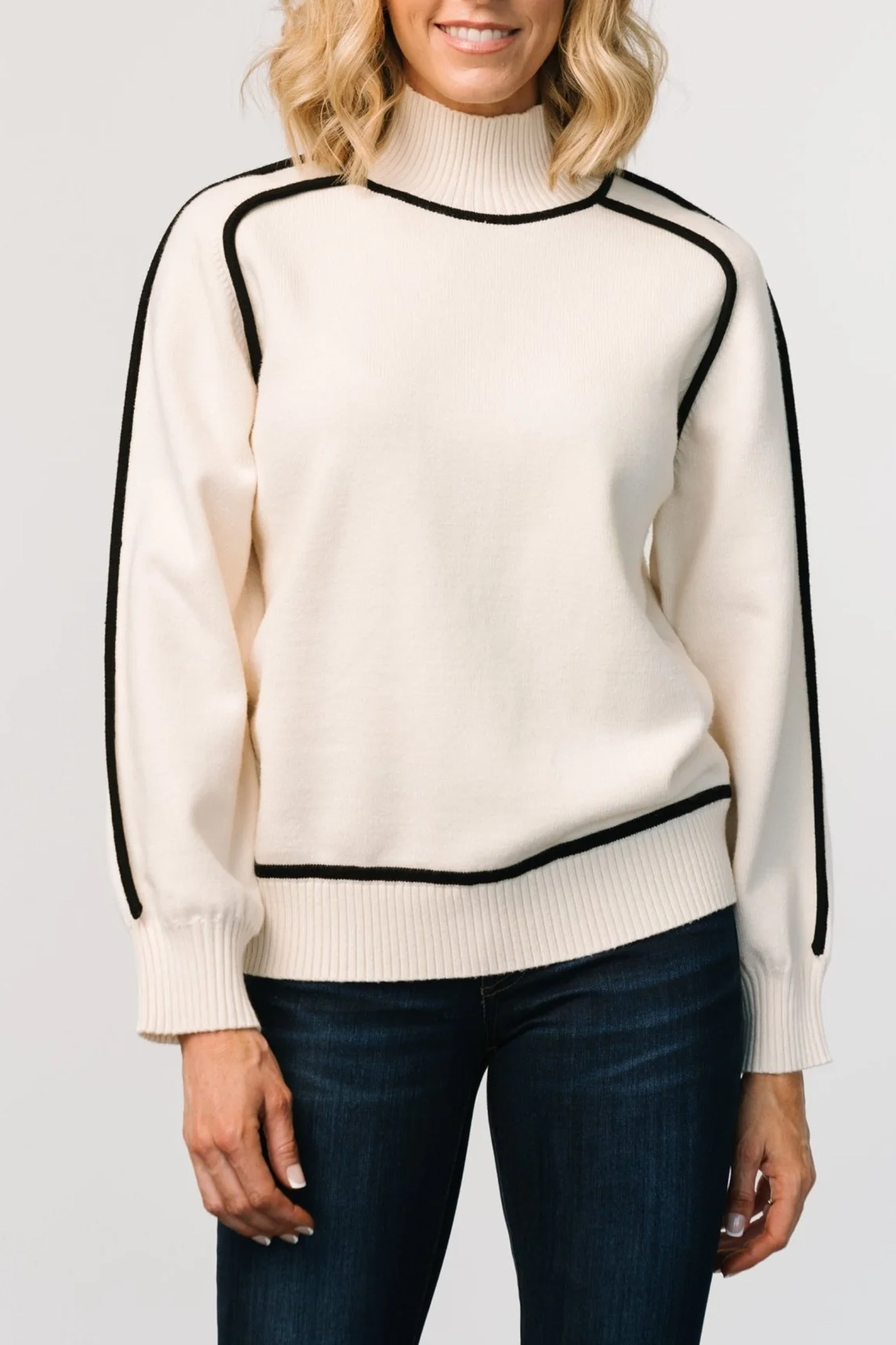 Mature Intellectual Temperament High-Neck Top