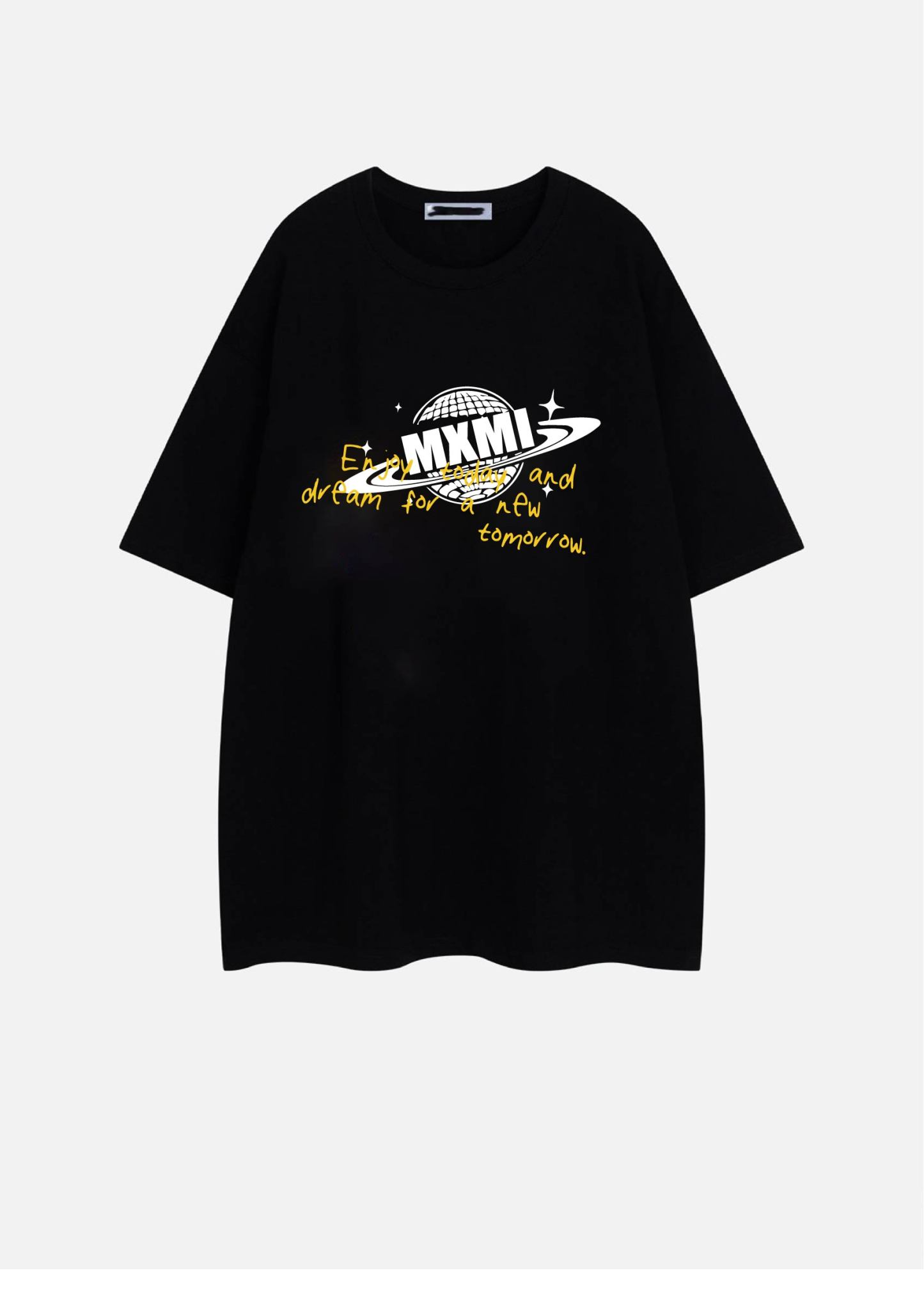 Women's Earth Pattern Printed Shoulder Down T-shirt