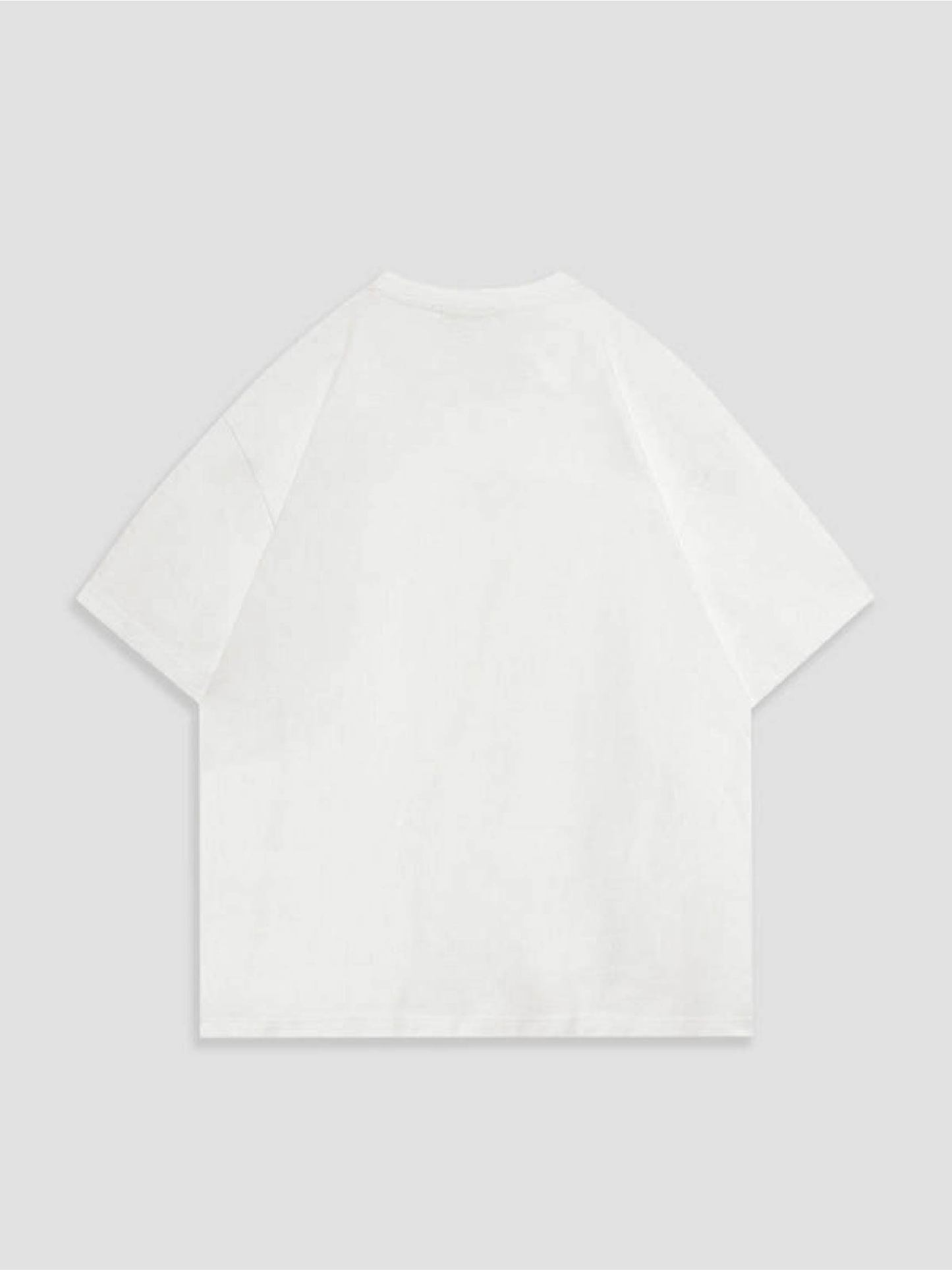 Women's cartoon printed shoulder down T-shirt