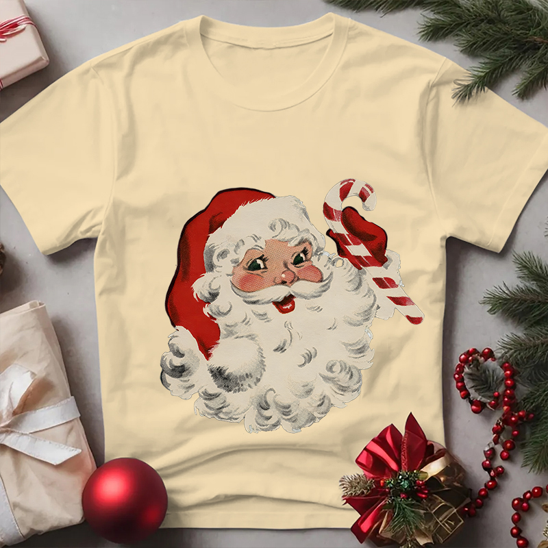 Women's Christmas Round Neck Short Sleeve Printed T-shirt
