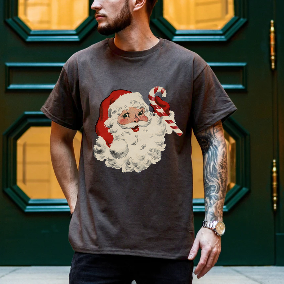 Women's Christmas Round Neck Short Sleeve Printed T-shirt