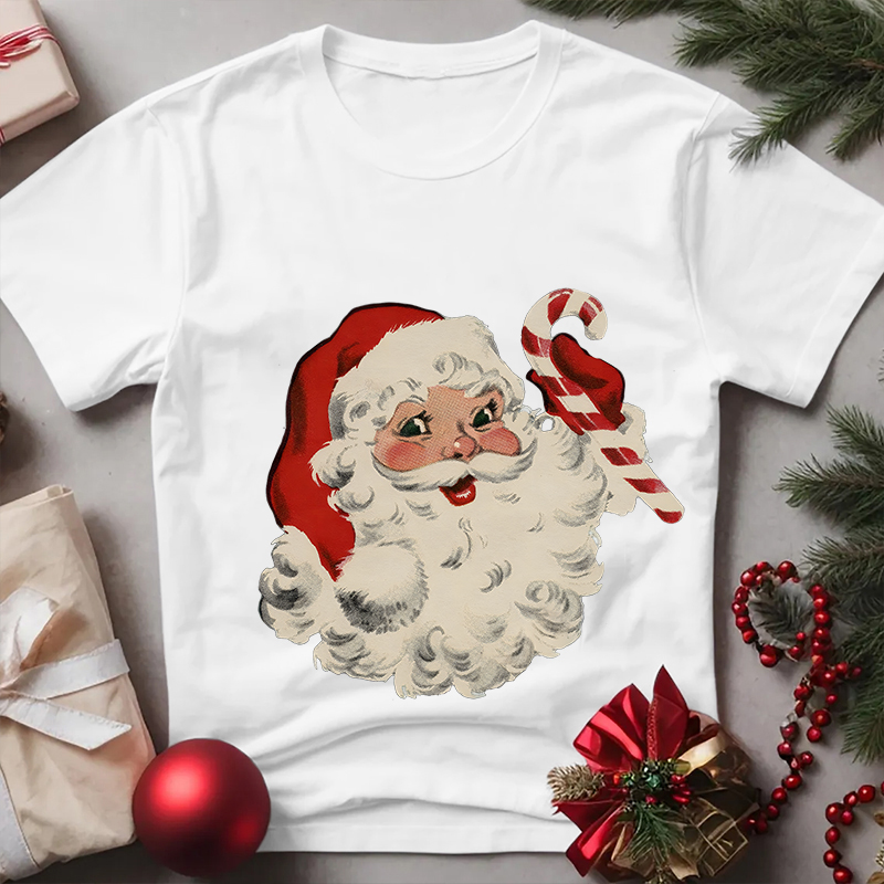 Women's Christmas Round Neck Short Sleeve Printed T-shirt