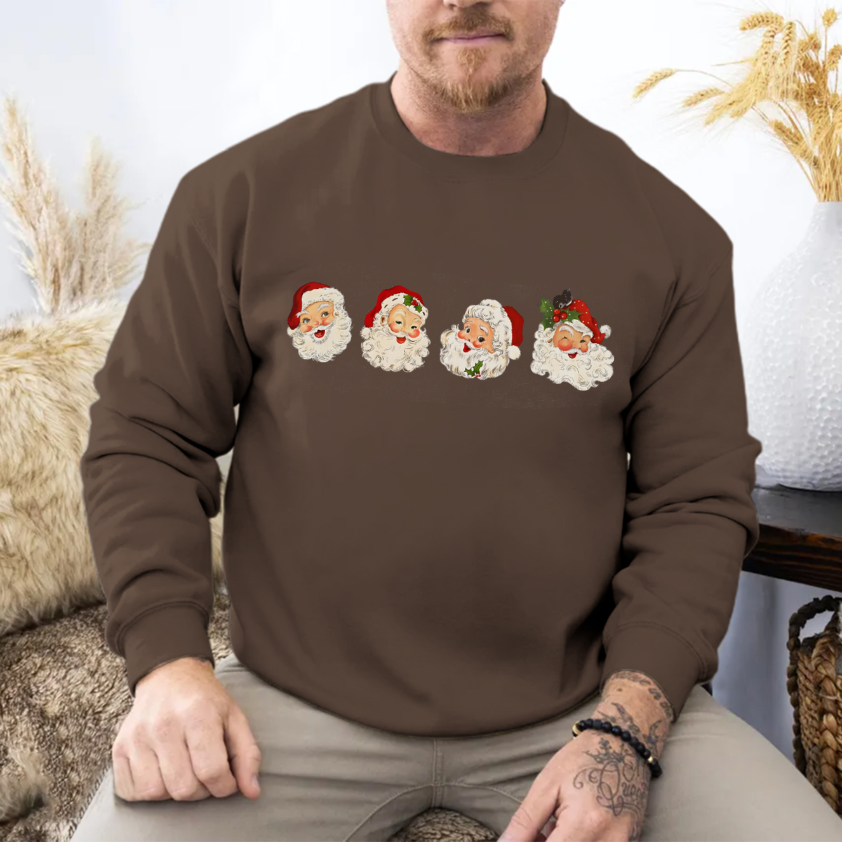  Women's Christmas Printed Round Neck Long Sleeve Sweatshirts