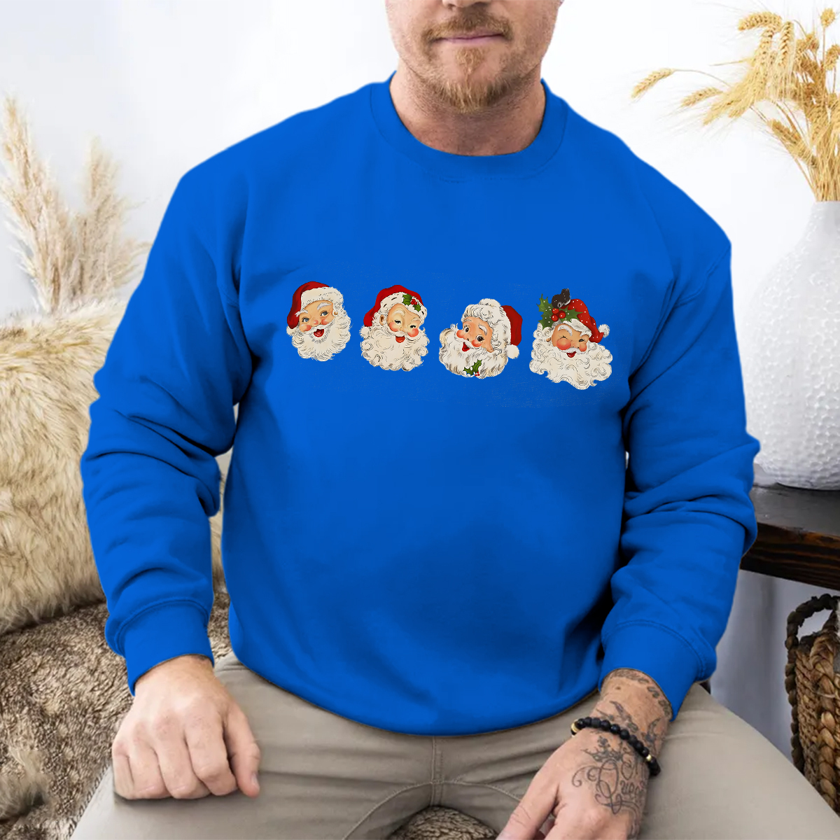  Women's Christmas Printed Round Neck Long Sleeve Sweatshirts