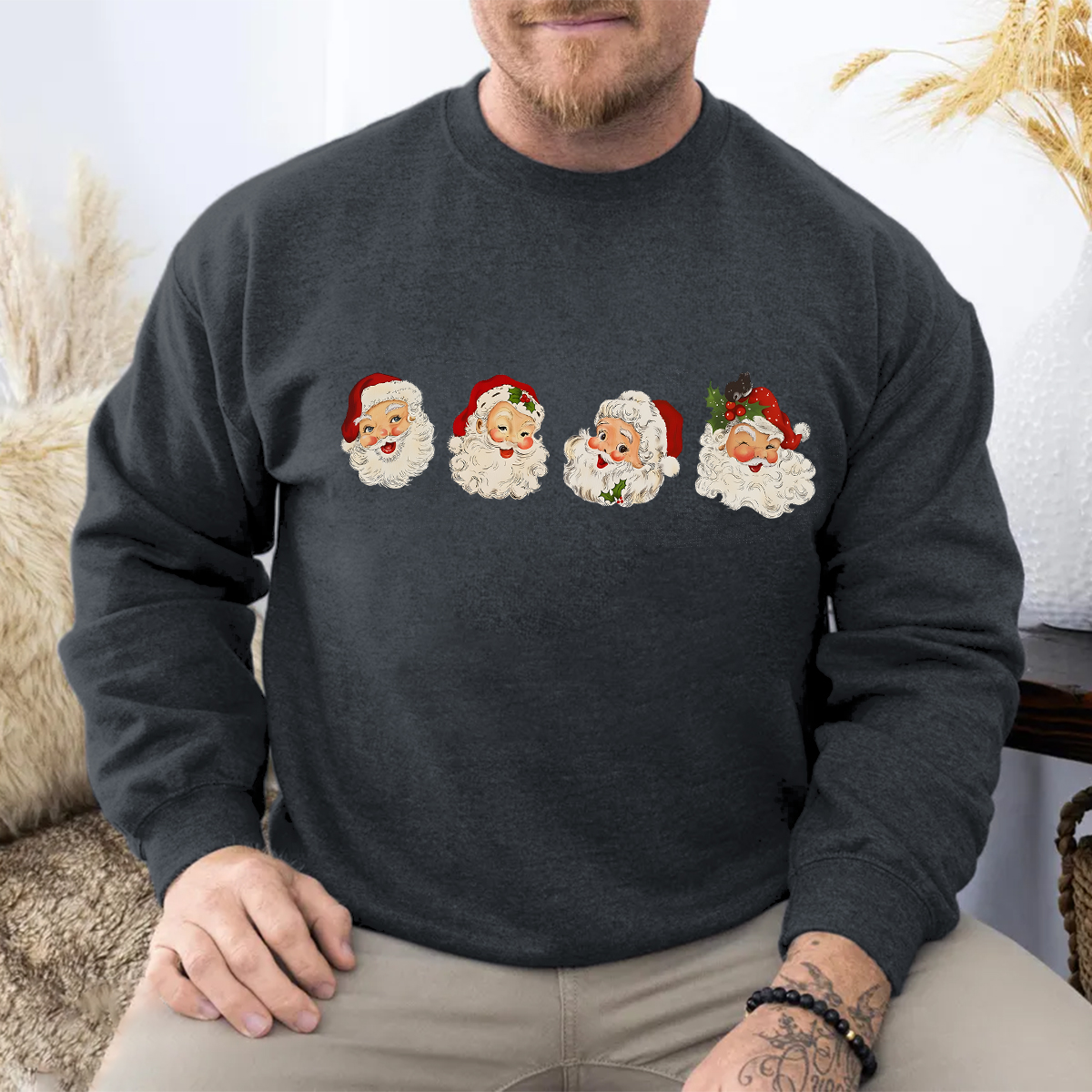  Women's Christmas Printed Round Neck Long Sleeve Sweatshirts