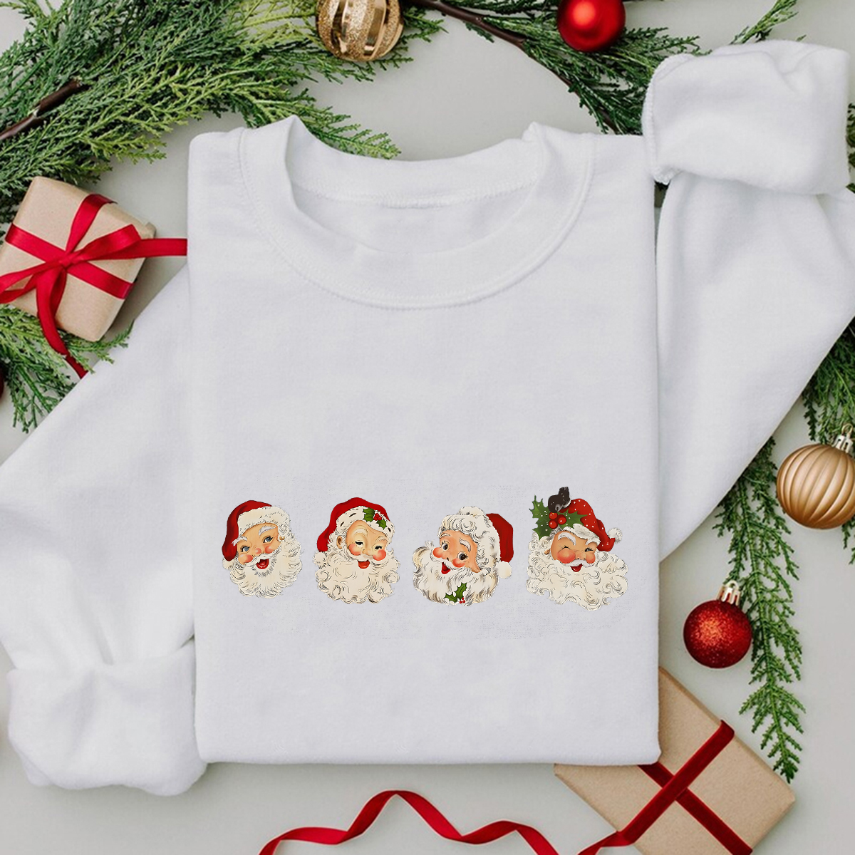  Women's Christmas Printed Round Neck Long Sleeve Sweatshirts