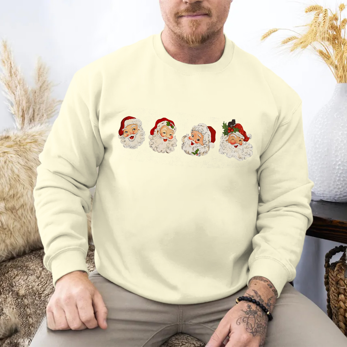  Women's Christmas Printed Round Neck Long Sleeve Sweatshirts