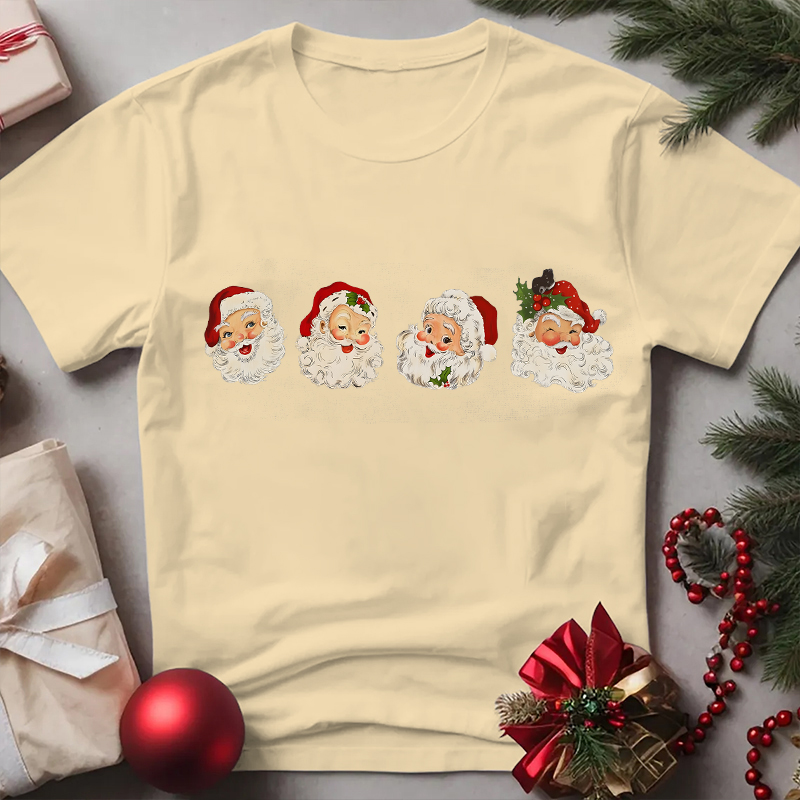 Women's Christmas Round Neck Short Sleeve Printed T-shirt