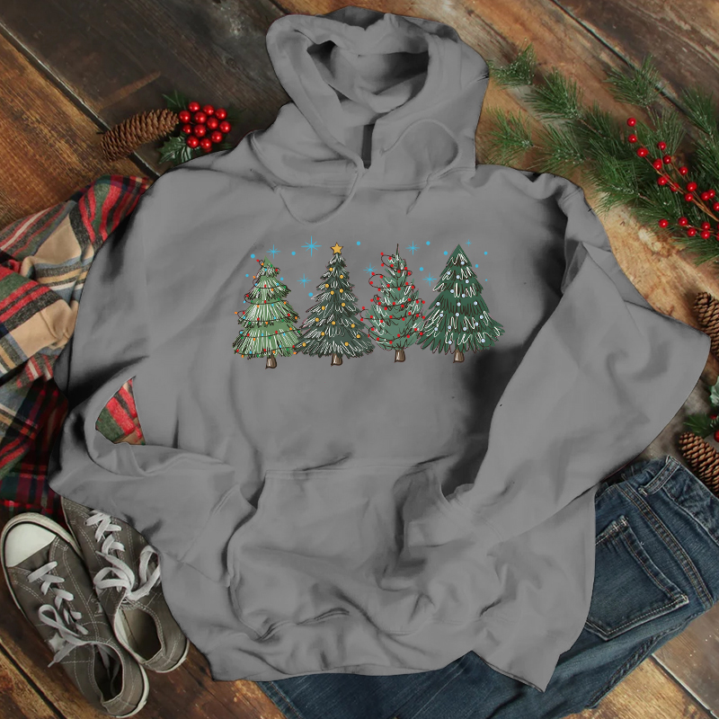  Women'S Clothing Christmas Tree Print Long Sleeved Hoodie