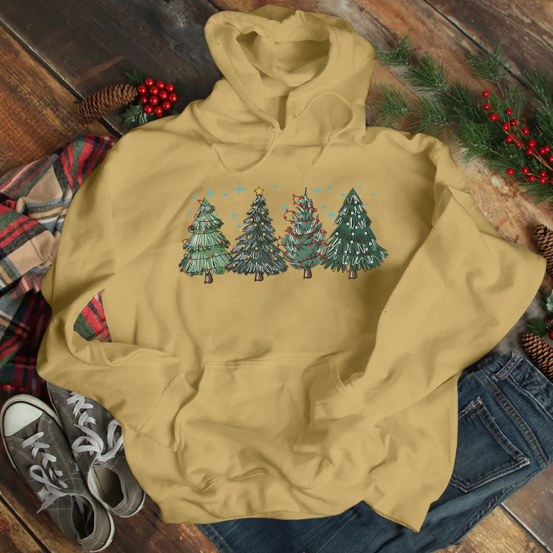  Women'S Clothing Christmas Tree Print Long Sleeved Hoodie
