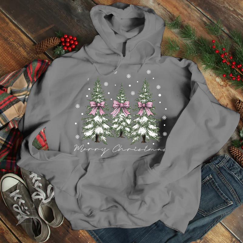Women'S Clothing Christmas Tree Print Long Sleeved Hoodie