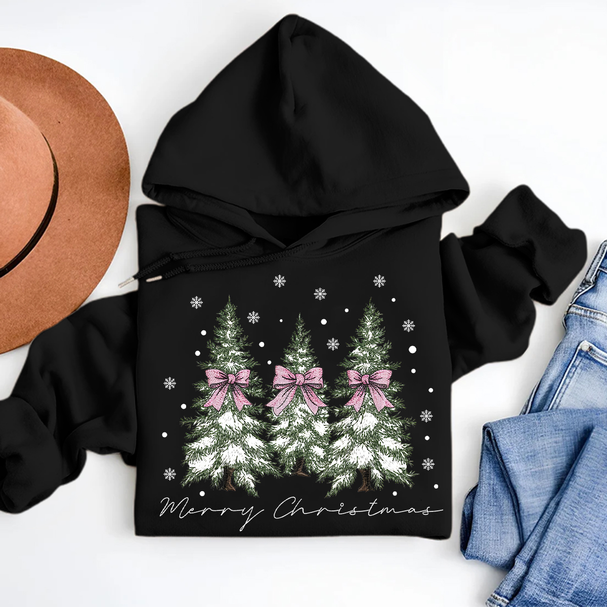 Women'S Clothing Christmas Tree Print Long Sleeved Hoodie