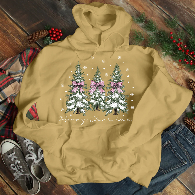 Women'S Clothing Christmas Tree Print Long Sleeved Hoodie