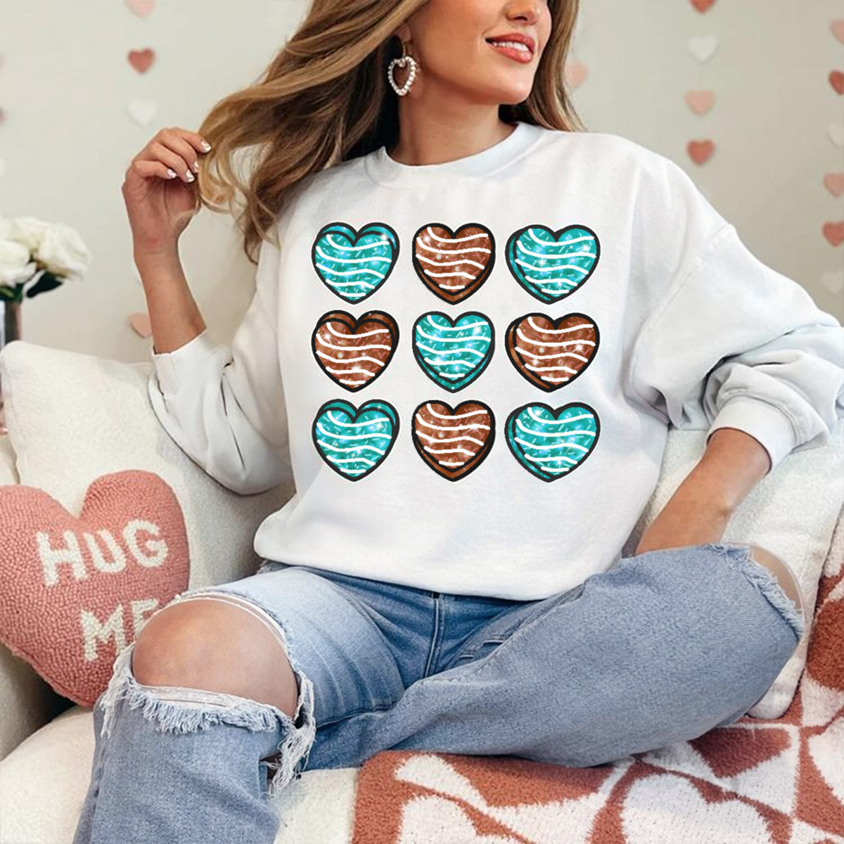 Women's Heart Pattern Sweatshirt