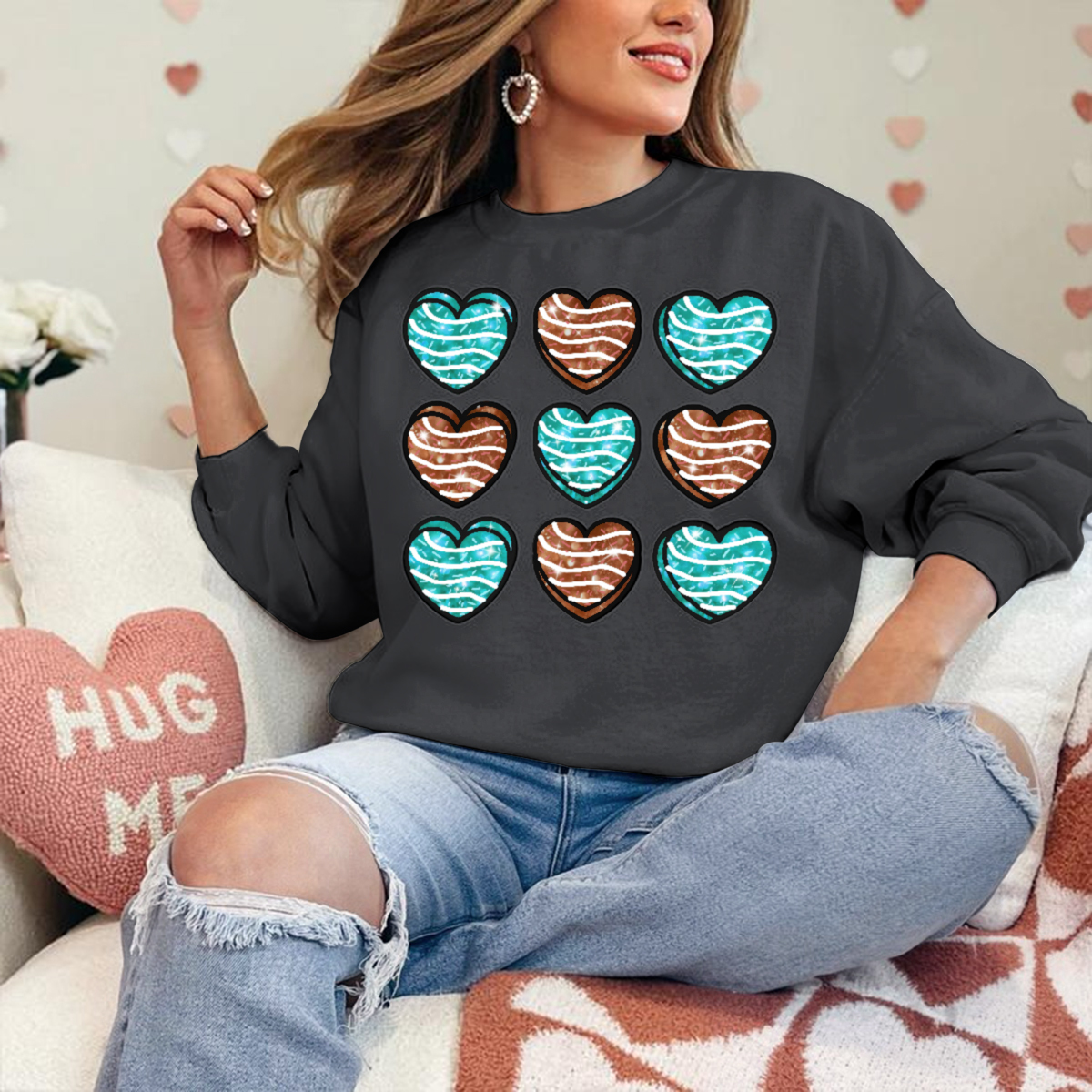 Women's Heart Pattern Sweatshirt