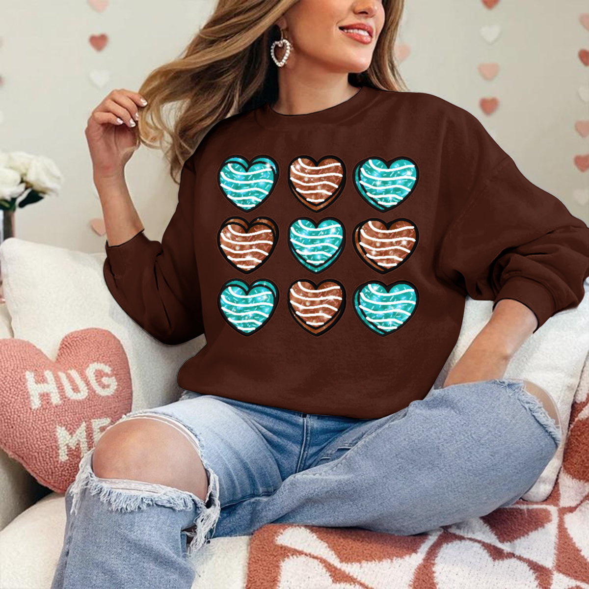 Women's Heart Pattern Sweatshirt