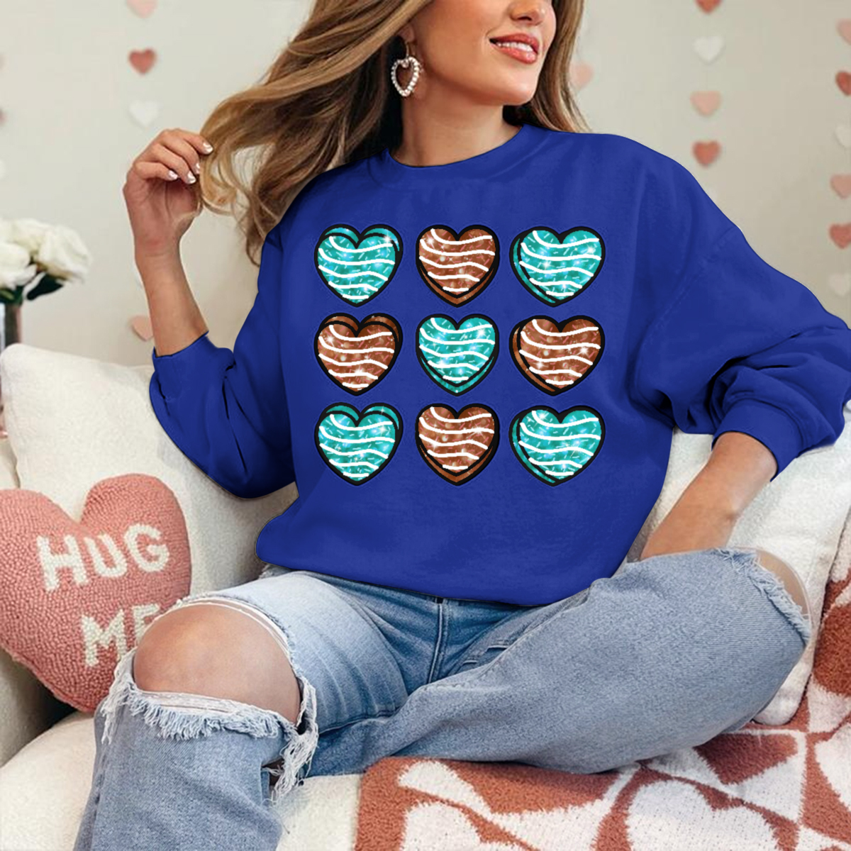 Women's Heart Pattern Sweatshirt