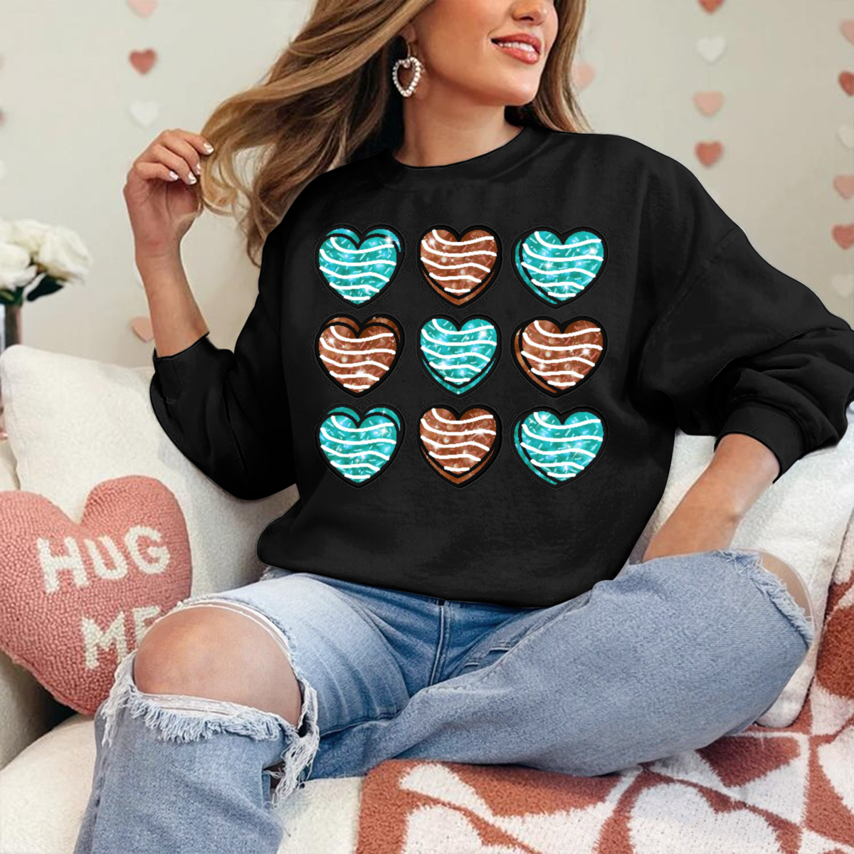 Women's Heart Pattern Sweatshirt