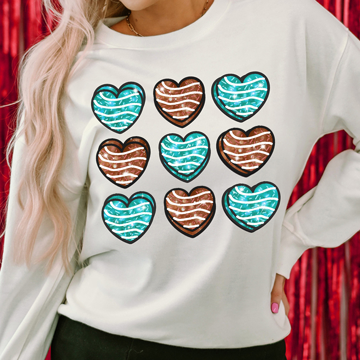 Women's Heart Pattern Sweatshirt