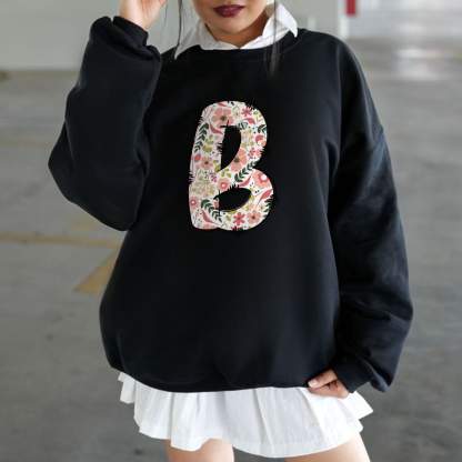 Lettering Print, Casual Sweatshirt, Crew Neck Sweatshirt.