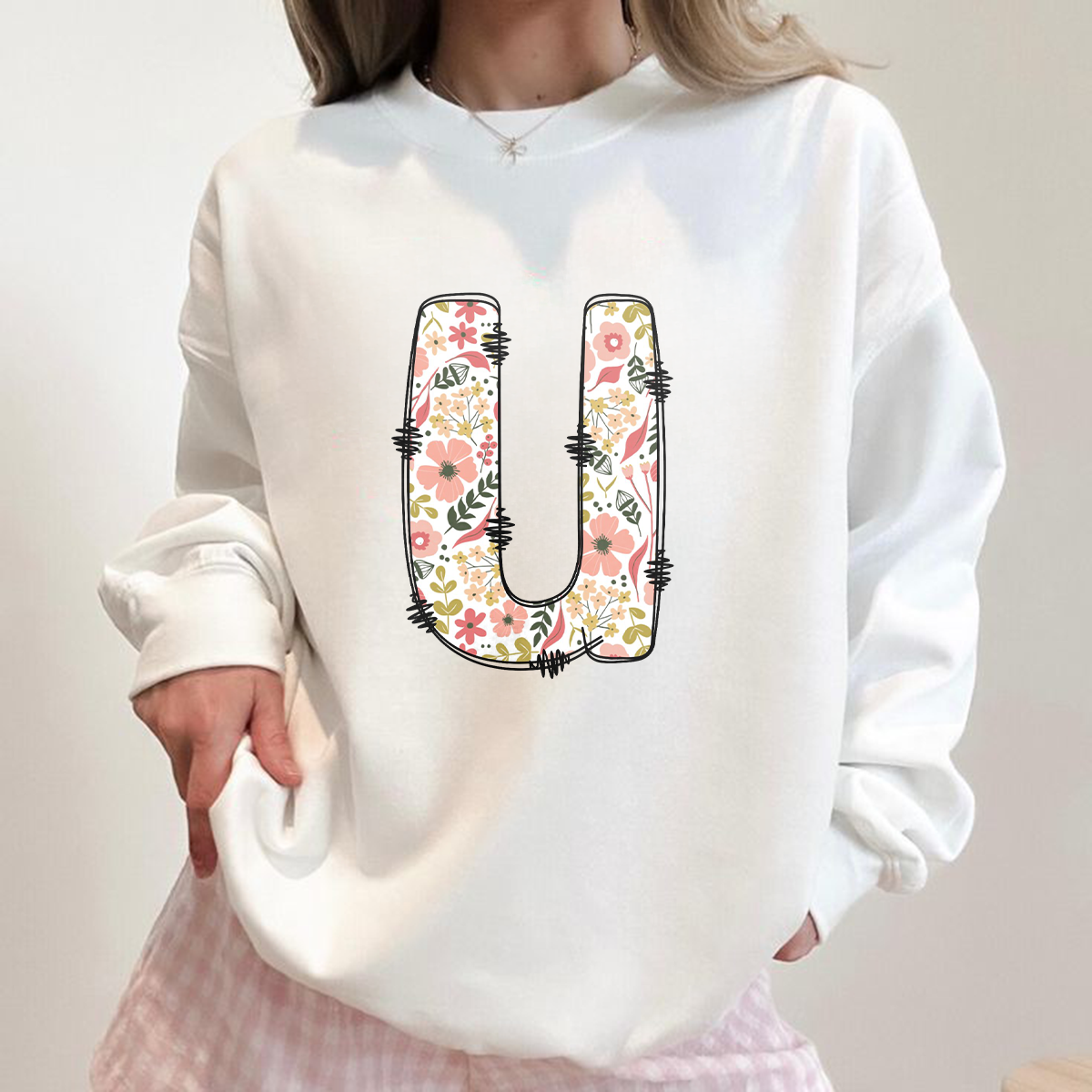 Lettering Print, Casual Sweatshirt, Crew Neck Sweatshirt.