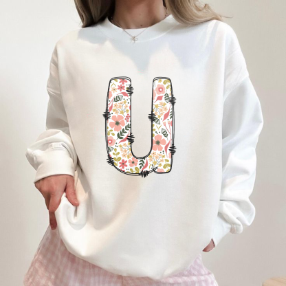 Lettering Print, Casual Sweatshirt, Crew Neck Sweatshirt.