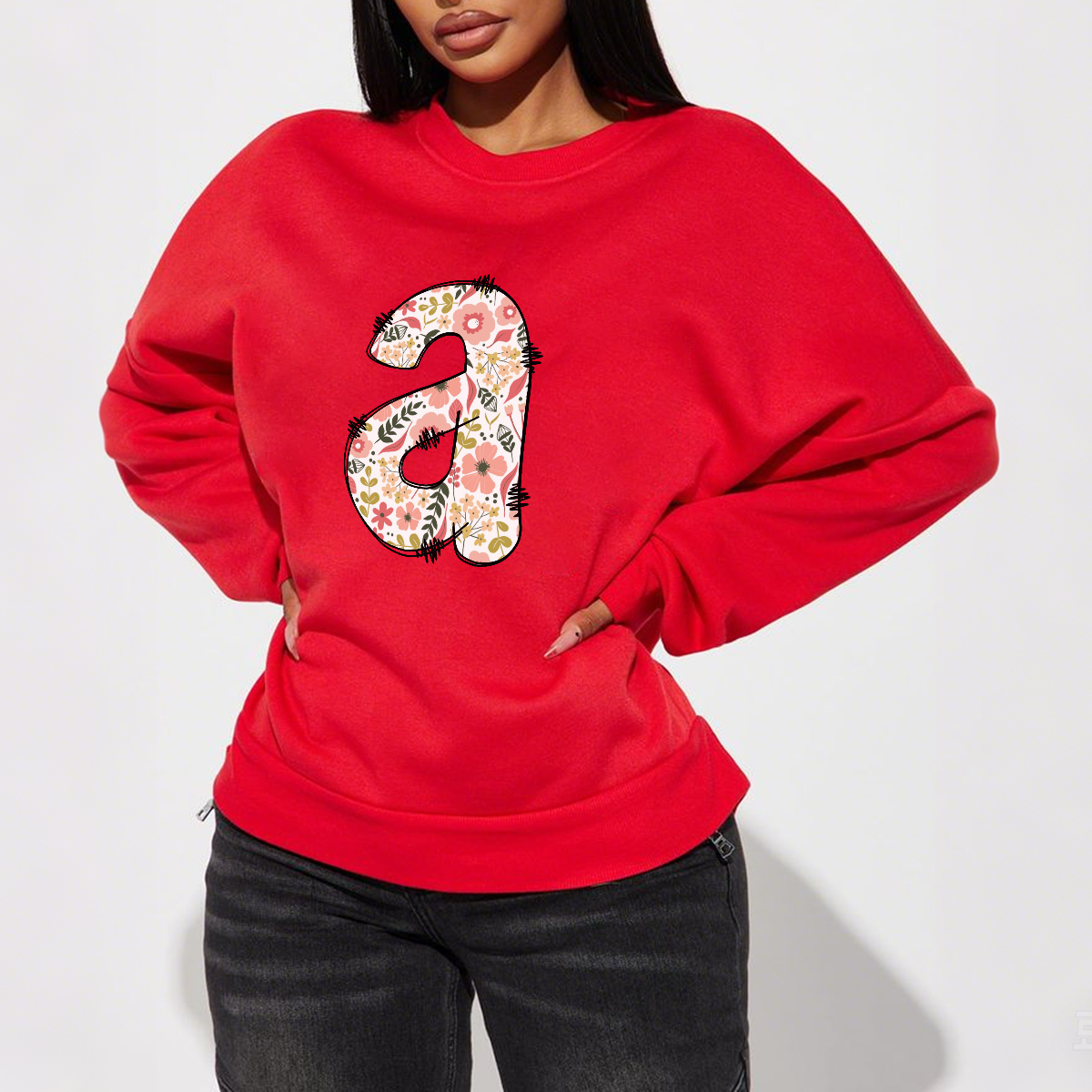 Lettering Print, Casual Sweatshirt, Crew Neck Sweatshirt.