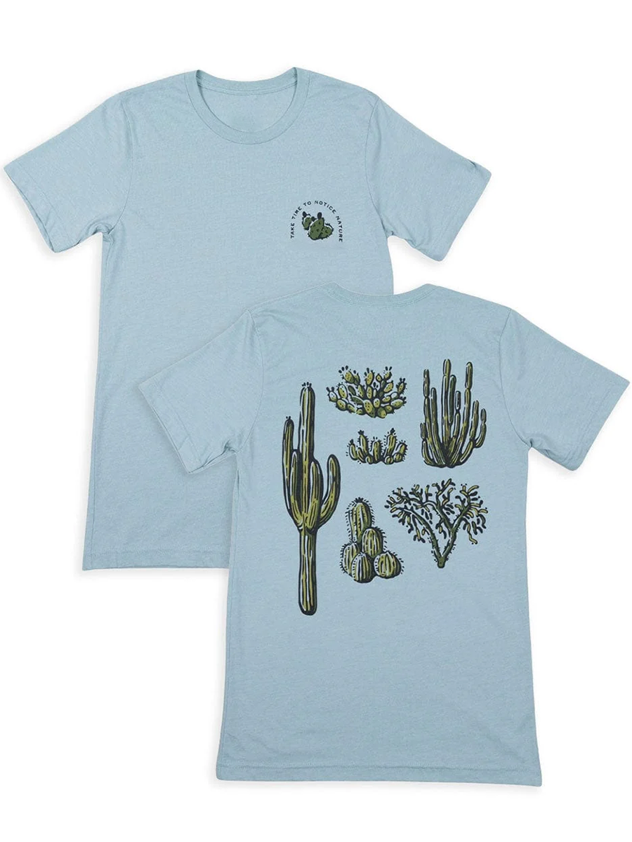 T-Shirt Cactus Pattern Print Round-Neck Short-Sleeved T-Shirt