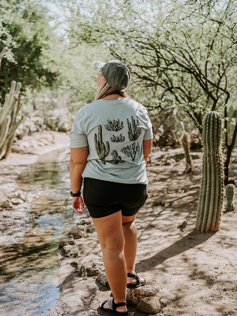 T-Shirt Cactus Pattern Print Round-Neck Short-Sleeved T-Shirt