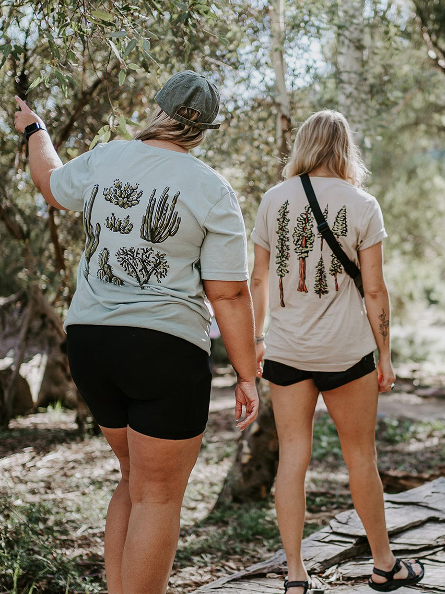 T-Shirt Cactus Pattern Print Round-Neck Short-Sleeved T-Shirt