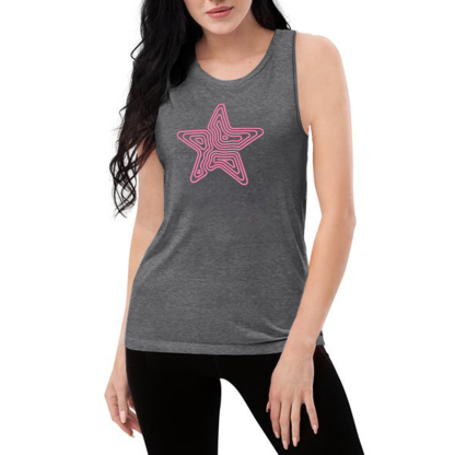 A Casual Vest With A Five-Pointed Star Pattern Made Up Of Pink Lines.