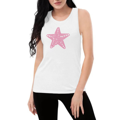 A Casual Vest With A Five-Pointed Star Pattern Made Up Of Pink Lines.