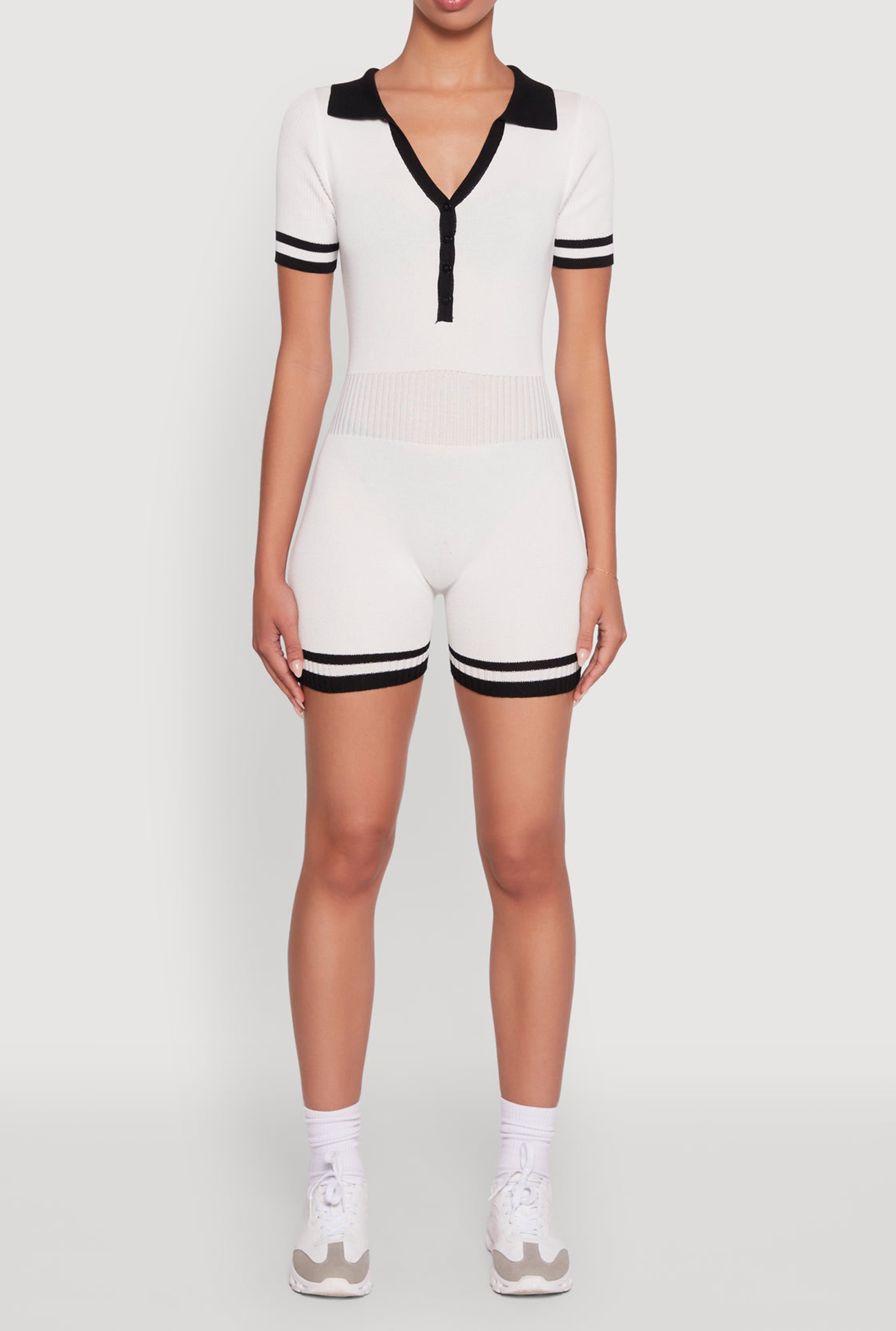 Ribbed Contrasting Striped Jumpsuit