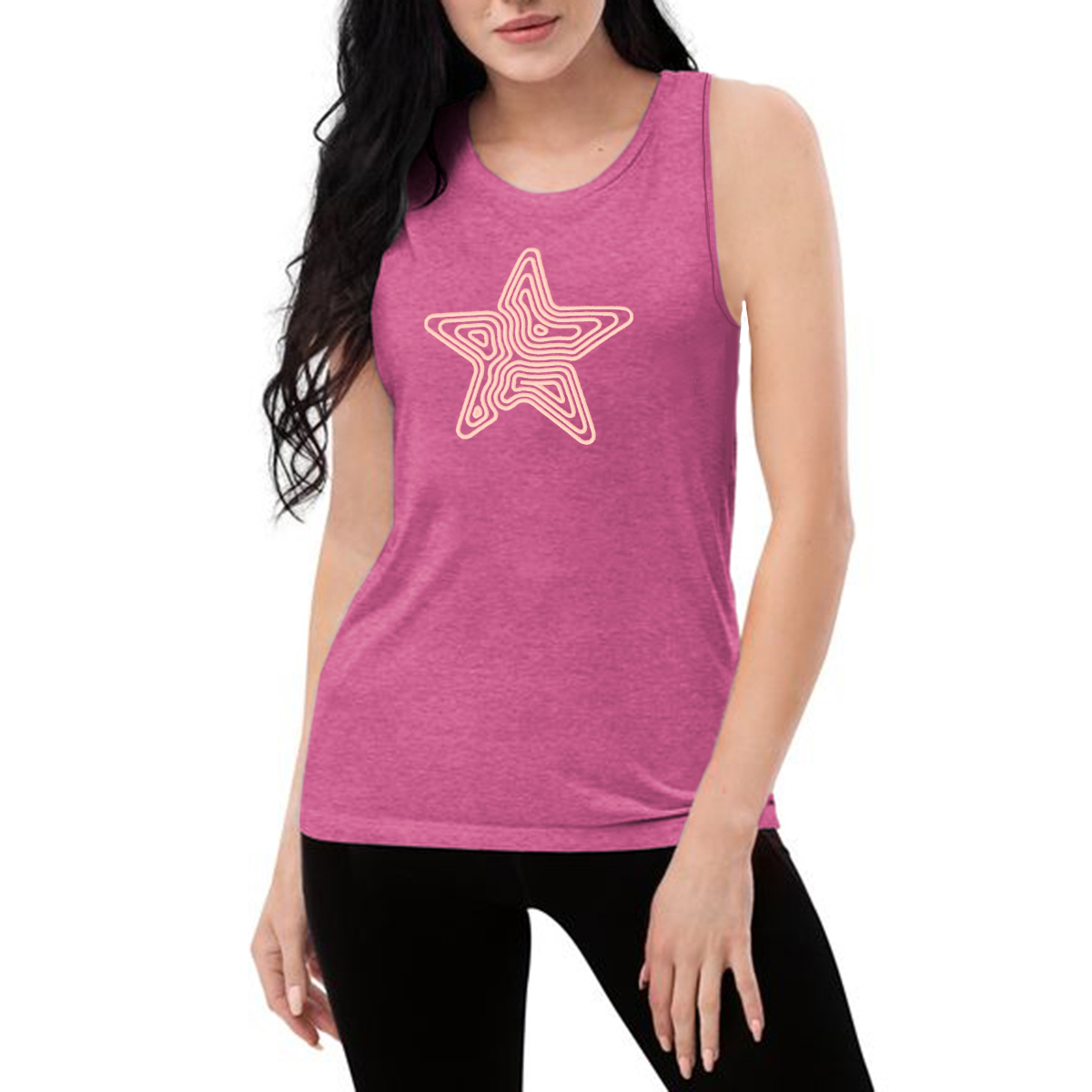 A Casual Vest With A Five-Pointed Star Pattern Made Up Of Pink Lines.