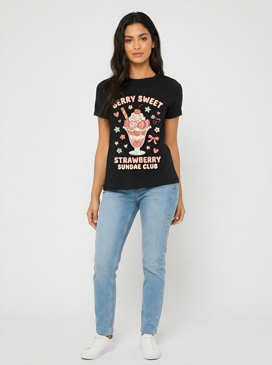 Women's Strawberry Sundae Berry Sweet Printed T-shirt