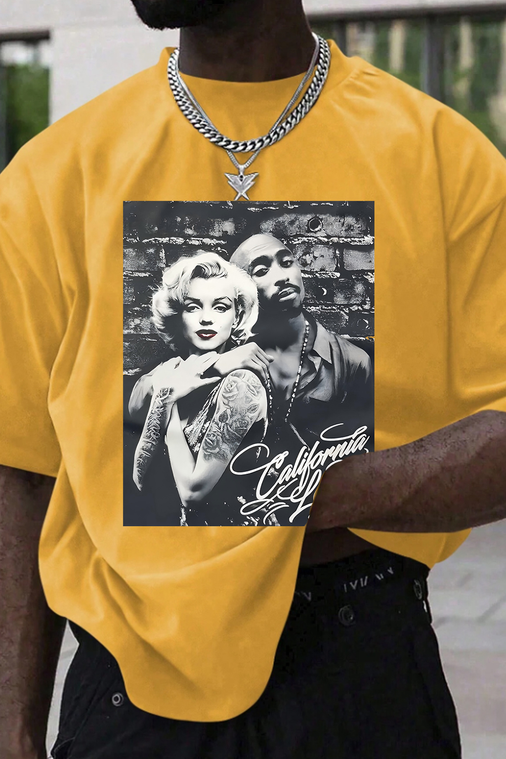 Marilyn Monroe and Tupac Shakur Graphic Tee For Men