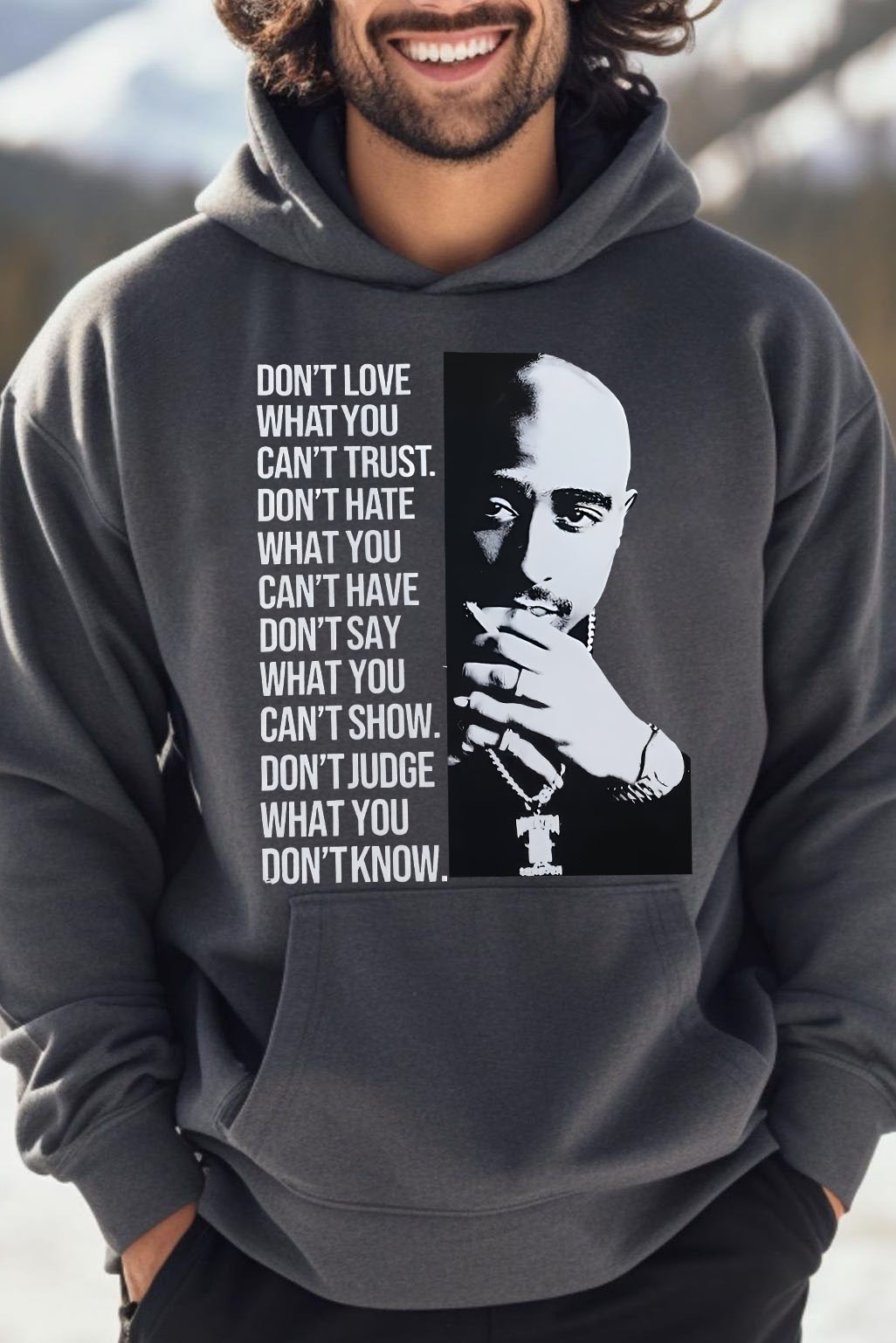 Tupac Portrait Hoodie For Men