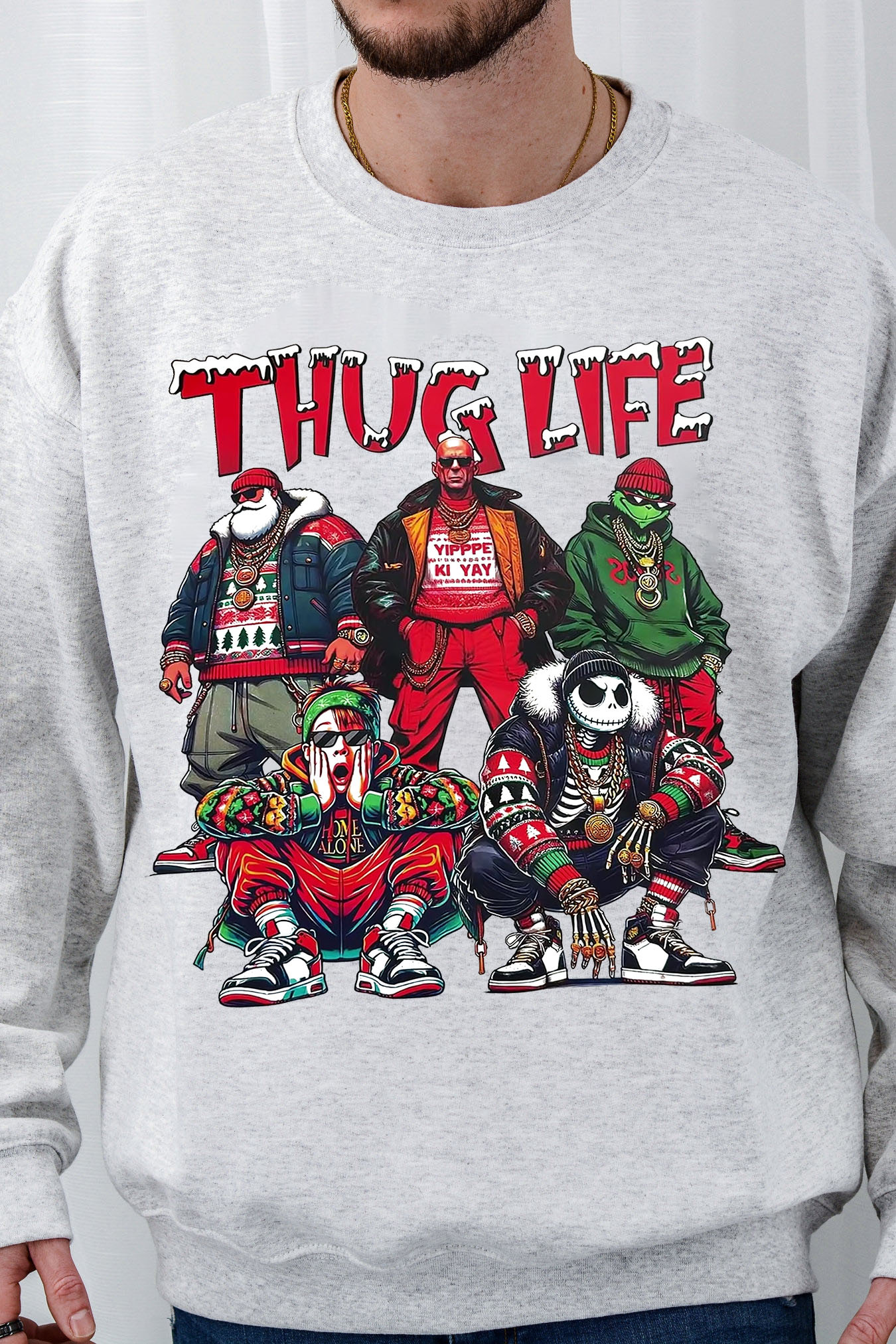 Men's Santa Monster Crew Neck Sweatshirt