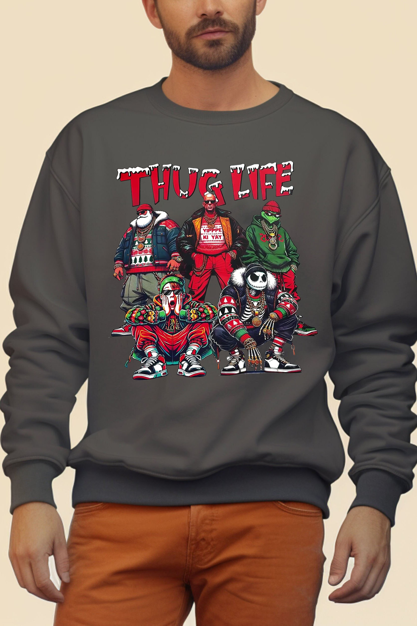 Men's Santa Monster Crew Neck Sweatshirt