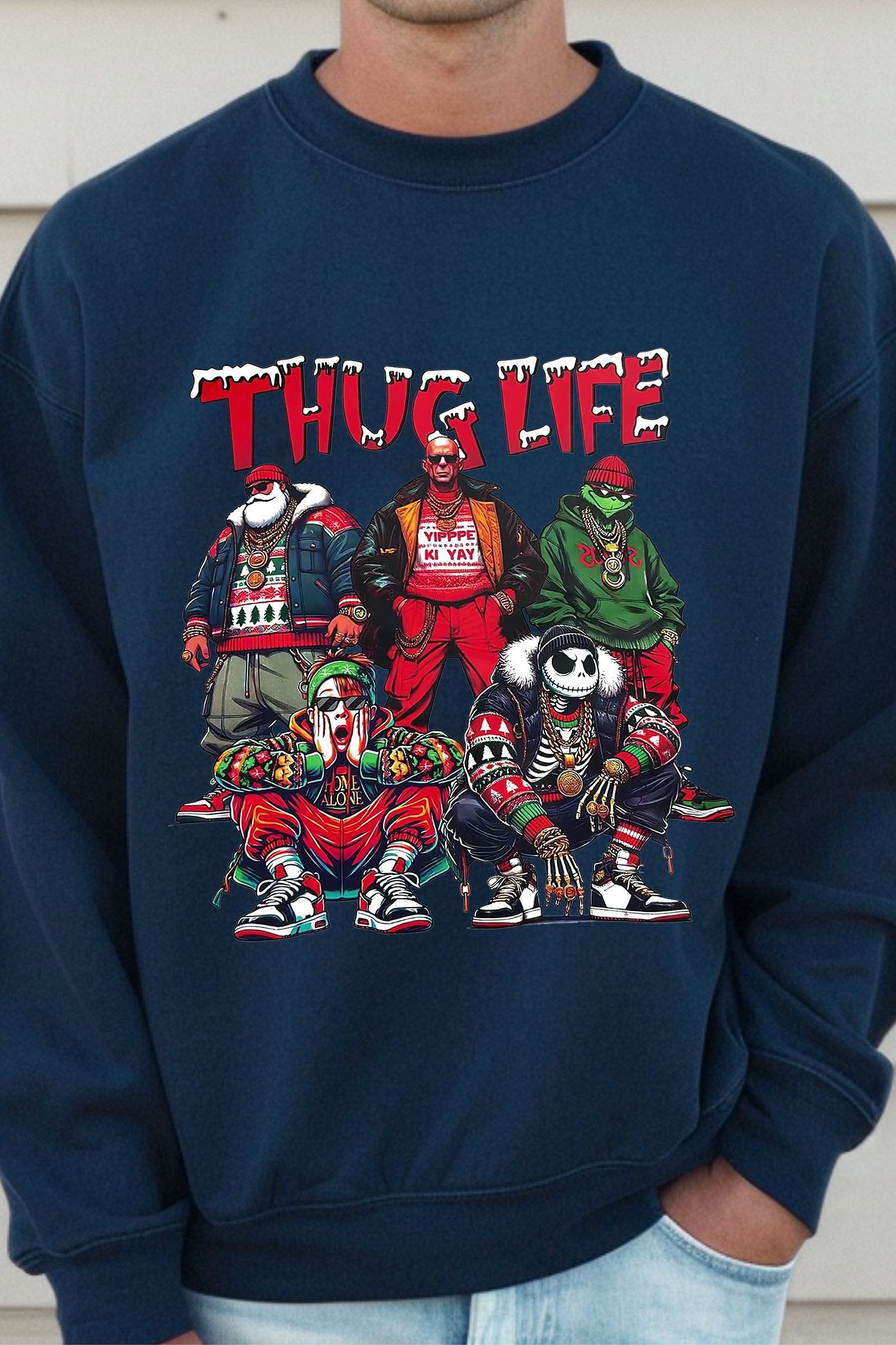 Men's Santa Monster Crew Neck Sweatshirt
