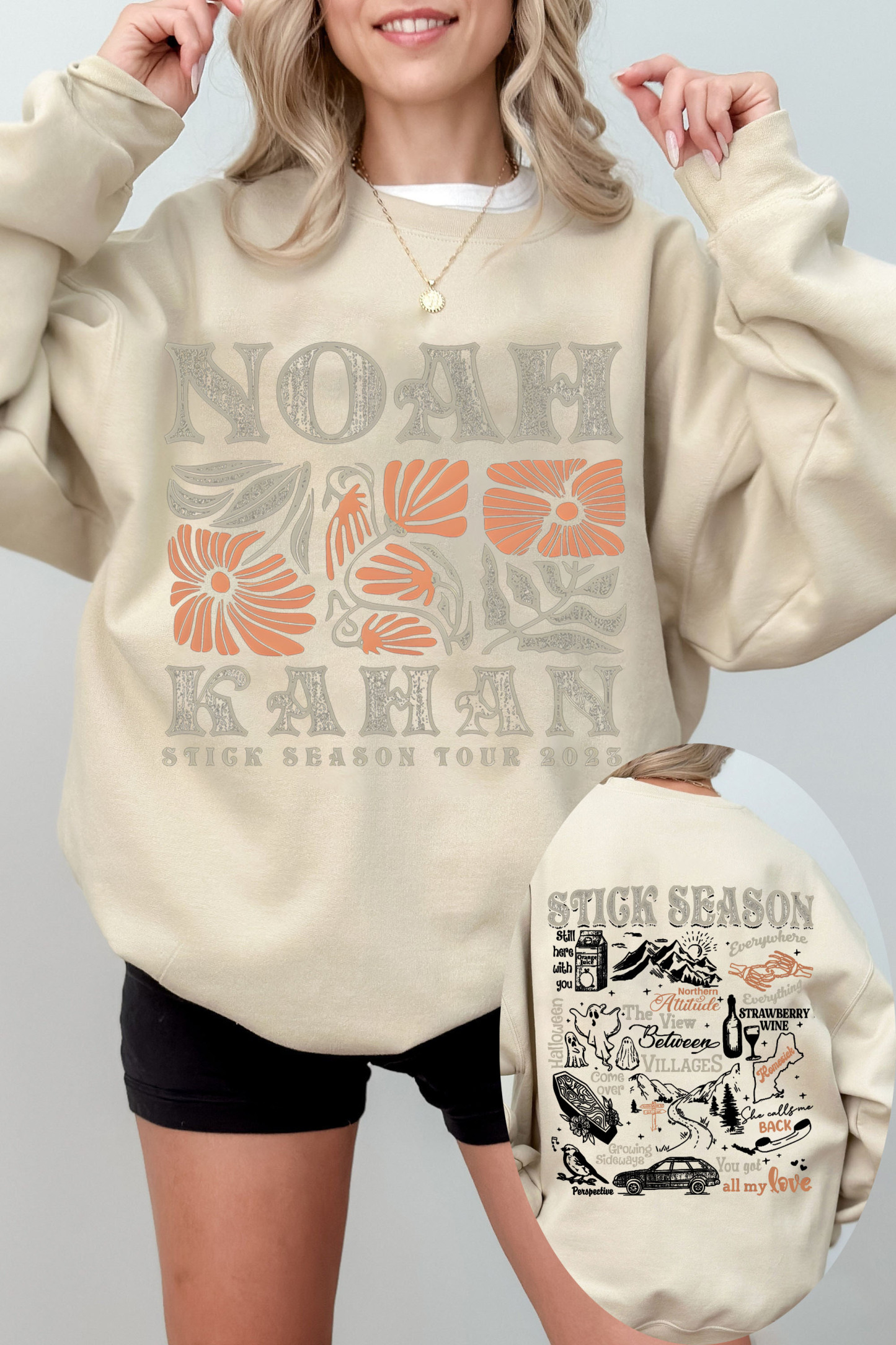 Stick Season Orange Noah Kahan 2 Side Sweatshirt
