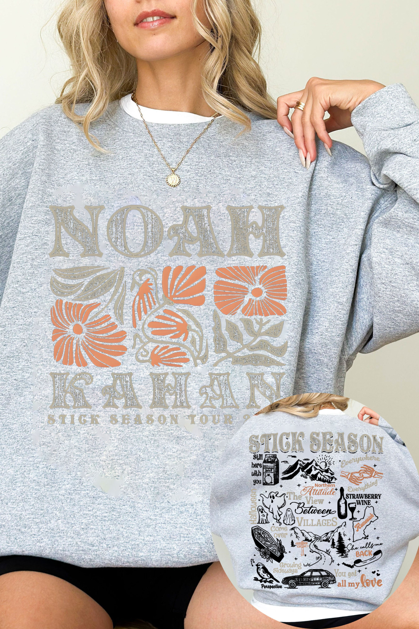 Stick Season Orange Noah Kahan 2 Side Sweatshirt