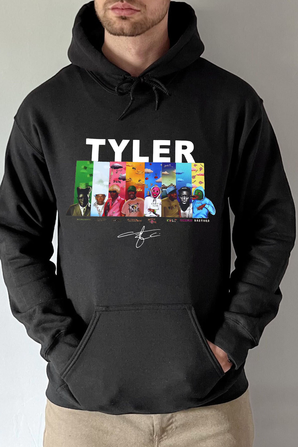 Tyler cartoon print round neck Men Hoodie